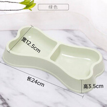 狗盆狗碗猫碗双碗自动饮水食盆狗狗碗猫咪水碗防打翻饭盆宠物用品 骨头双碗-绿色 猫狗通用/加厚防摔