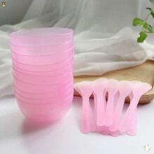 乐哉美妆面膜碗美容院用品大全面膜碗和刷子套装调膜碗面膜棒水疗化妆工具套装自制面膜DIY 经典款 透明粉(10个碗+10个棒)