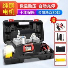 巨木 车载充气泵汽车打气泵轮胎打气筒车用双缸高压大功率加气泵带胎压数显可监测小轿车便携式电动冲气泵 双30缸充气泵【智能数显 自动充停】+工具箱