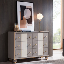 辉煌盛世 五斗柜轻奢卧室抽屉柜现代简约斗橱储物收纳整装可定制家具 灰色六斗柜