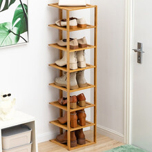 木马人 简易多层落地鞋架子卧室客厅鞋柜宿舍收纳小鞋凳门口实木防尘家用经济型换鞋凳楠竹子置物架收纳架 【全板设计】八层27长-原色
