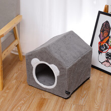 猫窝冬天四季通用猫咪封闭式房子别墅可拆洗网红泰迪狗窝宠物用品 灰色 M-中型【18斤内】