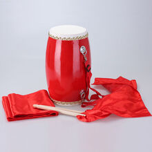 秦翔腰鼓15CM成人木质鼓水牛皮安塞腰鼓全套专业秧歌腰鼓大人乐器 (优级腰鼓+鼓棒+背带+4米绸带+方巾)+手套