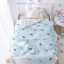 A类60支婴儿床被套单件1.2×1.5儿童卡通全棉被罩纯棉宝宝幼儿园 A类全棉60长绒棉-宇宙飞船蓝 A类婴儿纯棉被套单件120x150cm