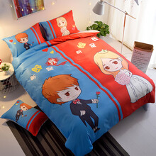 卡通个性婚庆情侣款全棉纯棉被套单件搞怪创意双人200*230cm被罩 【单被套】新郎新娘 200X230cm