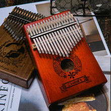 卡林巴琴拇指琴17音卡灵巴琴初学者入门乐器卡琳巴kalimba手指琴 鲤鱼旗+礼包