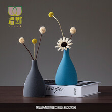 贝汉美现简约干花花瓶摆件家居客厅陶瓷插花小花瓶玄关酒柜花瓶装饰品 2件花艺套装A