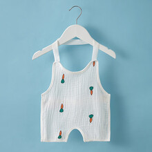 纱布肚兜婴儿纯棉泡泡纱新生儿薄款夏季护肚无痕小宝宝四季通用肚围0-3-6-9个月1岁 健康快车 萝卜图案（连脚） 80cm