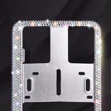 卡斯兰 车牌框 水晶钻车牌架框新交规镶钻汽车车牌架个性牌照框车牌边框奔驰宝马/MINI/大众甲壳虫女 燃油车 蓝牌【大水晶钻】