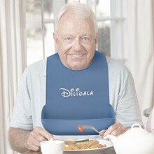 吃饭围兜成人围嘴老年人饭兜口水巾口水兜用的食饭兜硅胶防水 静谧蓝