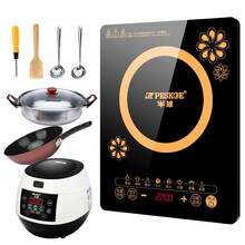 半球（Peskoe）电磁炉家用火锅炉多功能触摸电磁灶大功率爆炒电磁炉2200w微晶面板带锅具碗筷套装 炉+双锅+3L饭煲