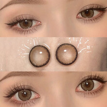 净眸2片装美瞳可盐可甜网红同款糯米团子4D高光金粉系列年抛彩色近视隐形眼镜大小直径梨梨灰混血男女 糯米团子 0度