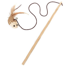 猫玩具逗猫棒老鼠斗猫棒逗猫解闷神器磨牙棒啃咬耐咬宠物猫咪用品 木质原生态逗猫棒带小老鼠