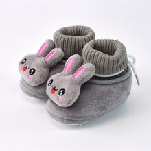 福郎特0-1岁婴儿鞋秋冬季棉鞋加绒保暖男女宝宝不掉鞋6-9-12个月学步鞋 冬大眼灰 内长11cm