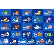 幼儿园地毯教室室内早教中心读书绘本馆字母数字儿童地垫定制logo儿童房间地毯卧室家用早教中心幼儿园游 英文字深蓝 0.8*1.2米【无味可水洗】(新品限时)