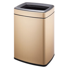 摩东 酒店宾馆客房桶酒吧ktv卫生间厕所不锈钢无盖垃圾桶 厨房客厅简约现代时尚创意收纳桶6L8升12 方形香槟金12升，防指纹