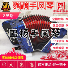 鹦鹉巴扬手风琴 8/12/60/96BS巴扬琴 初学考级专业演奏 8贝司 宝石蓝 YW-2208+大礼包