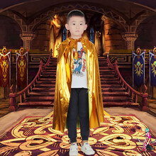 COS万圣节化装舞会男女表演道具服装儿童国王子皇后公主披风 单件金色披风 大码适合160-190cm