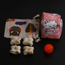 羊嘎拉哈 羊拐骨 解压玩具嘎啦哈旮旯哈羊骨头子80后怀旧玩具 精选4粒(收纳袋+弹力球+沙包)