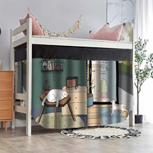 麦佳良品 学生宿舍床帘下铺女遮光上铺男大学寝室蚊帐帘子卡通猫咪 【慵懒喵】1.5米高 下铺推荐：床帘2片+2米帘头1条