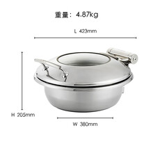 科得半景玻璃盖阻尼缓降式自助方形圆形商用不锈钢餐炉汤炉布菲炉酒店早餐保温炉 圆形餐炉炉身（小号）