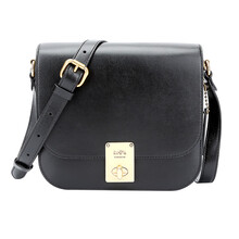 【送女友】蔻驰 COACH 2020秋冬款 奢侈品 女士专柜款HUTTON SADDLE皮质手提单肩斜挎包黑色 610 B4/BK