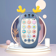 儿童婴儿玩具手机儿童仿真可咬牙胶电话模型宝宝0-2岁充电女男孩儿童节礼物 梅花鹿手机雾蓝(充电版)