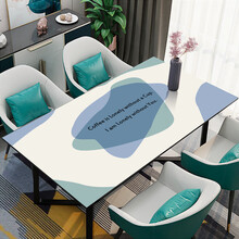 大凡桌布防水防油防烫免洗PVC软玻璃Q弹硅胶桌垫北欧ins风家用茶几餐桌桌垫无甲醛不翘边不变形可定制 浅蓝色 90*160cm