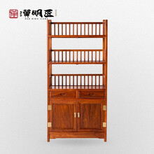 汉明匠 红木家具非洲花梨（学名：刺猬紫檀）实木书架层架博古架置物架带抽屉柜子古董架展示架陈列柜 两层架长73cm*宽36cm*高116cm