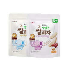 日东福德食韩国原装进口宝宝大米饼手指磨牙饼干入口即化不添加糖和盐儿童零食 原味30g 原味+紫薯味