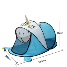 秒开儿童帐篷男孩室内户外帐篷便携式折叠游戏屋宝宝女孩睡觉蚊帐 独角兽 蓝色 (自动弹开)