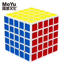 魔域文化（MoYu）智龙二三四五阶魔方3阶玩具黑白底贴纸实色魔方套装顺滑速拧比赛专用 【白底】五阶+底座+教程书