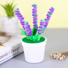 扭扭棒毛根花盆栽 儿童幼儿园创意手工DIY制作材料包节礼物 创意小盆栽(7#薰衣草)