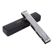 奇美口琴24孔复音C调专业演奏口琴初学儿童练习入门口琴 黑色琴格口琴+琴盒