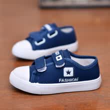 福郎特儿童帆布鞋女童鞋子秋冬新款休闲鞋男青少年板鞋学生加绒保暖棉鞋 红来D-8蓝色 26 码(内长16CM)