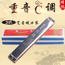 Easttop上海老品牌 敦煌28孔复音/重音/回音/C调初学者专业演奏口琴 28孔重音+【教材书书+布袋+消毒棉+小口琴】