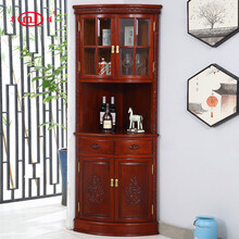 名佳红木家具花梨木类（学名：印度紫檀）酒柜餐厅墙角装饰酒柜带玻璃三角展示柜 订金专用 整装