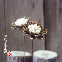 雨蝶莲 天然家居店铺酒吧客厅餐厅装饰艺术干花花插莲花荷花大 原色 1支