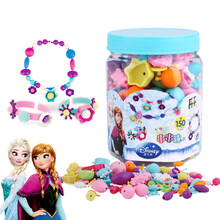 迪士尼Disney 串珠 冰雪串串珠150颗-桶装 冰雪奇缘波普串珠盒无绳穿项链公主女孩DS-2566