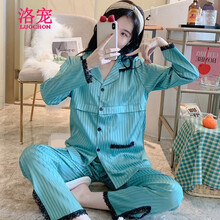 洛宠月子服春秋薄款冰丝绸产后孕妇睡衣夏6月份7产妇喂奶女哺乳大码89 LQE-5028#绿色 2XL码  140-160斤