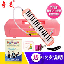 奇美口风琴学生初学者儿童口吹琴专业教学乐器 小精灵37键口风琴 粉色