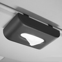 车载纸巾盒挂式遮阳板汽车用品天窗抽纸盒多功能创意座式纸巾盒 挂式款-黑色 大众标