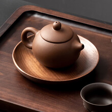 onlycook 黑胡桃木托盘 日式木质茶托盘 长方形实木茶盘餐盘点心盘简约大号 圆形小号/单只