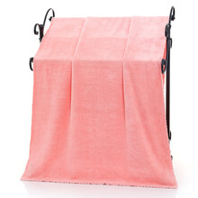 大号浴巾家用吸水不掉毛成人柔软高密珊瑚绒浴巾花边沙滩巾70x140cm T 粉色