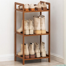木马人 简易多层落地鞋架子卧室客厅鞋柜宿舍收纳小鞋凳门口实木防尘家用经济型换鞋凳楠竹子置物架 茶色-三层35长