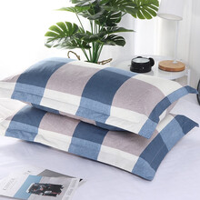 美珈华庭磨毛枕套一对装枕头套枕芯套 简约方格 【枕套】48*74cm+4cm宽边【一对装】