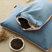 喜偌家纺全荞麦壳枕头单人枕芯家用助睡眠学生宿舍护颈椎枕乔麦皮硬枕成人 40*60成人款粉蓝【枕芯+枕套】