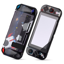 丸图任天堂switch保护壳硅胶NS硬壳保护包磨砂保护套纯色彩壳ns游戏机配件防摔分离式手柄套 switch【太空人】可插底座保护壳 膜+猫爪