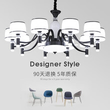 世元 吊灯led北欧现代简约网红大气客厅大厅卧室餐厅书房灯创意灯饰灯具 9065黑色-10头三色调光