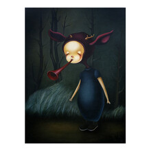 青研会 书房装饰画墙画挂画现代简约客厅玄关卧室版画艺术家张静限量签名版《红喇叭》55x74cm